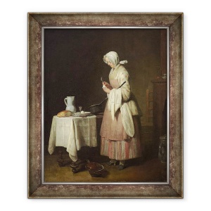 Tablou inramat - Jean-Baptiste Simeon Chardin - Asistenta atenta, 50 x 60 cm