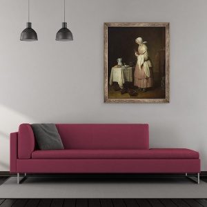 Tablou inramat - Jean-Baptiste Simeon Chardin - Asistenta atenta, 50 x 60 cm - Img 2