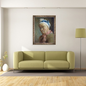 Tablou inramat - Jean-Baptiste Simeon Chardin - Autoportret cu ochelari, 70 x 90 cm - Img 2
