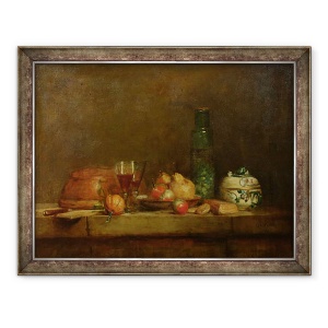 Tablou inramat - Jean-Baptiste Simeon Chardin - Natura moarta cu o sticla de masline, 70 x 90 cm