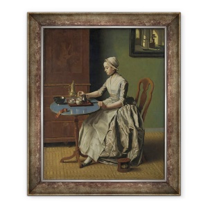 Tablou inramat - Jean-Etienne Liotard - O fata olandeza la micul dejun, 50 x 60 cm