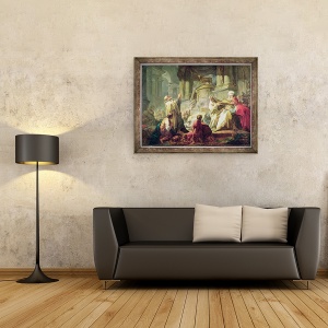 Tablou inramat - Jean-Honore Fragonard - Ieroboam Sacrificand vitelului de Aur, 70 x 90 cm - Img 2