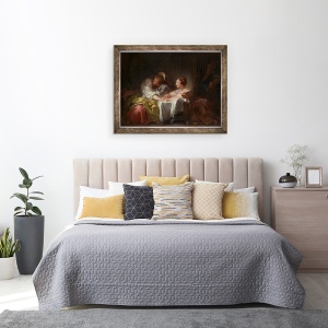 Tablou inramat - Jean-Honore Fragonard - Sarutul furat, 70 x 90 cm - Img 3