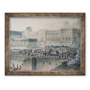 Tablou inramat - Jean-Pierre Houel - Sosirea lui Ludovic al XVI-lea 1754-93 in fata Luvru, 60 x 80 cm