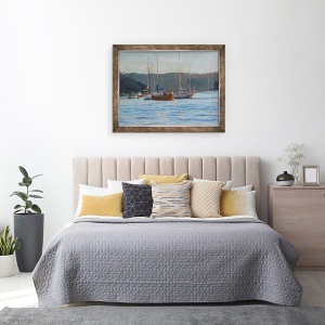 Tablou inramat - Jennifer Wright - Iahturi de seara Salcombe, ulei la bord, 70 x 90 cm - Img 3