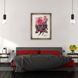 Tablou inramat - Joan Thewsey - Camellia si Iris olandez, 60 x 80 cm - Img 3