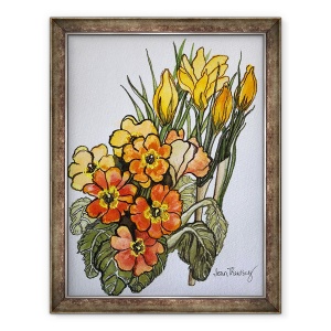 Tablou inramat - Joan Thewsey - Crocus si Primrose, 60 x 80 cm