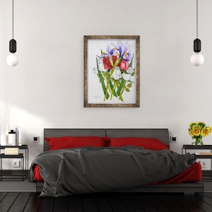 Tablou inramat - Joan Thewsey - Irisi si Trandafiri, 60 x 80 cm - Img 3