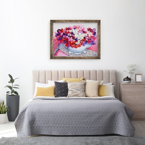 Tablou inramat - Joan Thewsey - Mazare dulce intr-o oala victoriana cu textile 2012, 60 x 80 cm - Img 3