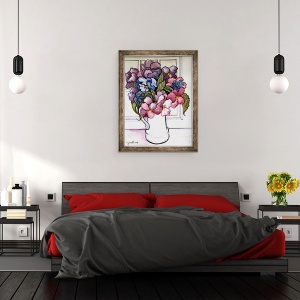 Tablou inramat - Joan Thewsey - Panselute si nu-ma-uita, 70 x 90 cm - Img 3