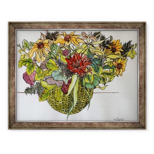 Tablou inramat - Joan Thewsey - Rudbeckia cu frunzis in cos, 2011, 70 x 90 cm
