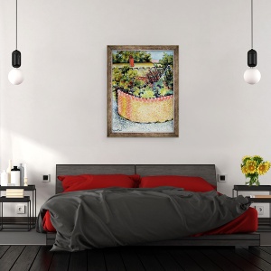 Tablou inramat - Joan Thewsey - Vedere prin acoperisuri la campuri, 70 x 90 cm - Img 3