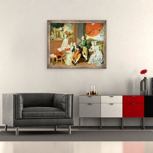 Tablou inramat - Johann Zoffany - George, al treilea conte Cowper, cu familia lui Charles Gore, 70 x 85 cm - Img 2