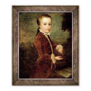 Tablou inramat - Johann Zoffany - Portretul lui Wolfgang Amadeus Mozart 1756-91 in varsta de opt ani, care detine un cuib de pasare, 50 x 60 cm
