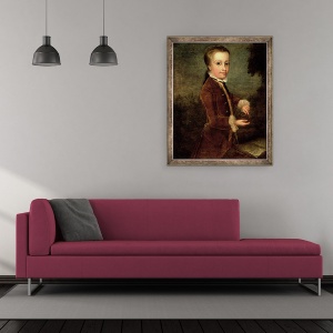 Tablou inramat - Johann Zoffany - Portretul lui Wolfgang Amadeus Mozart 1756-91 in varsta de opt ani, care detine un cuib de pasare, 50 x 60 cm - Img 2