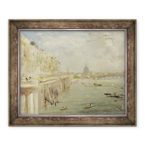 Tablou inramat - John Constable - Vedere la Terasa Casa Somerset si Sf. Paul, 50 x 60 cm