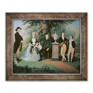 Tablou inramat - John Downman - Membrii familiei Wilson au grupat in jurul unui memorial al lui William Pitt cel Tanar, 50 x 60 cm
