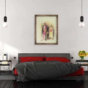 Tablou inramat - John Frederick Lewis - seicul Hussein al lui Gebel Tor si al Fiului sau, 60 x 80 cm - Img 3