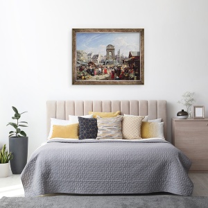 Tablou inramat - John James Chalon - Piata si Fantana Inocentilor, Paris, 60 x 80 cm - Img 3