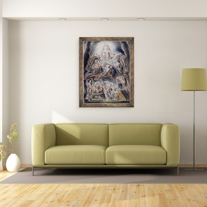 Tablou inramat - John Linnell - Ilustratii din Cartea lui Iov, pl.3 pagina 2, Satana inaintea tronului lui Dumnezeu, 60 x 80 cm - Img 2