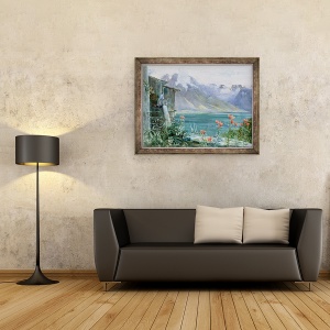Tablou inramat - John William Inchbold - Ferritet, Lake Geneva, 70 x 90 cm - Img 2