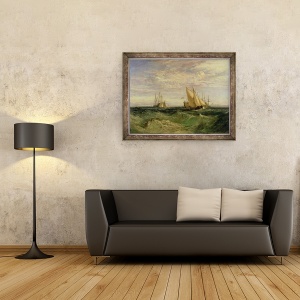 Tablou inramat - Joseph Mallord William Turner - Confluenta dintre Tamisa si Medway, 70 x 90 cm - Img 2