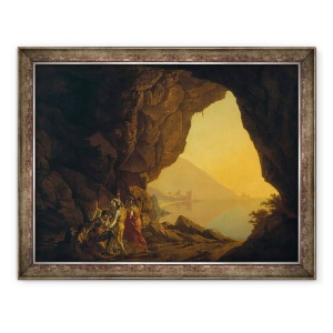 Tablou inramat - Joseph Wright - O grota in Regatul Napoli, cu Banditti, 60 x 80 cm