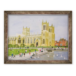 Tablou inramat - Judy Joel - Catedrala din Bristol si Colegiul Verde, 60 x 80 cm