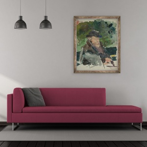 Tablou inramat - Jules Bastien-Lepage - Schita lui Burne-Jones 1833-98 intr-o barca la Walton pe Tamisa, 50 x 60 cm - Img 2