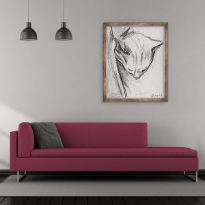 Tablou inramat - Julie Held - Pisica Dormita, 2015, 50 x 60 cm - Img 2