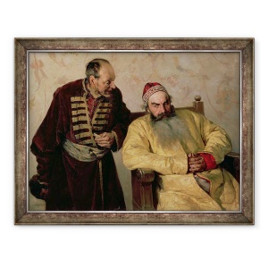Tablou inramat - Klavdiy Vasilievich Lebedev - Pentru boier cu o denuntare, 60 x 80 cm