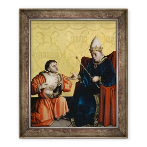 Tablou inramat - Konrad Witz - Antipater ingenuncheaza inaintea lui Juilus Caesar din Altarul Heilspiegel, 50 x 60 cm