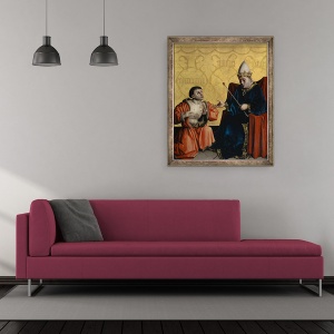 Tablou inramat - Konrad Witz - Antipater ingenuncheaza inaintea lui Juilus Caesar din Altarul Heilspiegel, 50 x 60 cm - Img 2