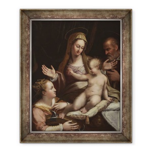 Tablou inramat - Lavinia Fontana - Sfanta Familie cu Sfanta Ecaterina din Alexandria, 70 x 85 cm