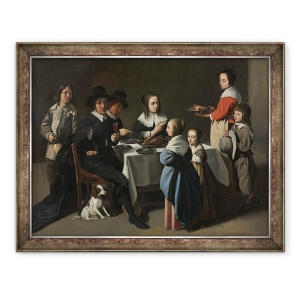 Tablou inramat - Le Nain Brothers - O masa de familie, 70 x 90 cm