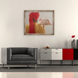Tablou inramat - Lincoln Seligman - Chelner, Palatul Rambagh, 50 x 60 cm - Img 2