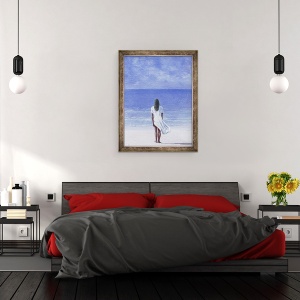 Tablou inramat - Lincoln Seligman - Fata pe plaja, 60 x 80 cm - Img 3