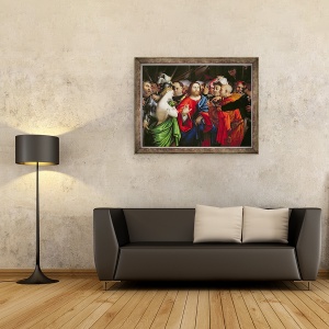 Tablou inramat - Lorenzo Lotto - Hristos si Adultera, 70 x 90 cm - Img 2