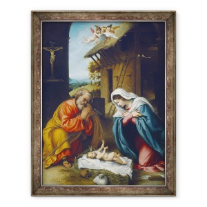 Tablou inramat - Lorenzo Lotto - Nasterea Domnului, 70 x 90 cm