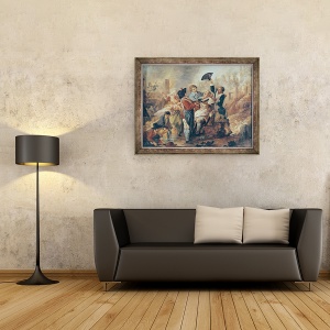 Tablou inramat - Louis Joseph Watteau - Cana de barbierit din Lille, 70 x 90 cm - Img 2