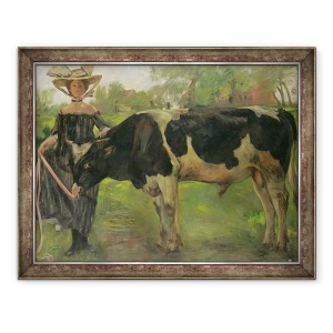 Tablou inramat - Lovis Corinth - Pictorul Charlotte Berend Cu Un Taur, 60 x 80 cm