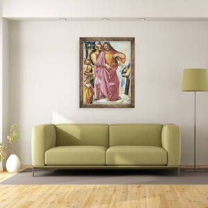 Tablou inramat - Luca Signorelli - Predicarea Anticristului, detaliu al lui Hristos si al diavolului, din Capela Madonnei di San Brizio, 70 x 90 cm - Img 2