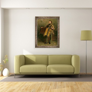 Tablou inramat - Ludwig Knaus - Omul Hurdy-Gurdy, 70 x 90 cm - Img 2