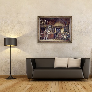 Tablou inramat - Ludwig Passini - Cafeneaua Grecesc din Roma, 60 x 80 cm - Img 3