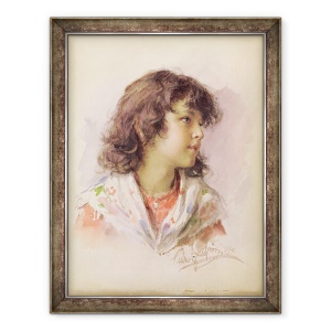 Tablou inramat - Ludwig Passini - Capul unei fete, 70 x 90 cm