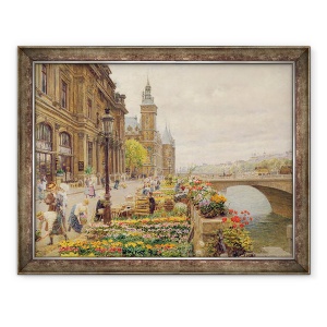 Tablou inramat - Marie Francois Firmin-Girard - Piata Florilor Pariziene, 60 x 80 cm