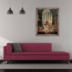 Tablou inramat - Martin II Mytens - incoronarea lui Iosif al II-lea 1741-90 ca imparat al Germaniei la Catedrala Frankfurt, 70 x 85 cm - Img 2
