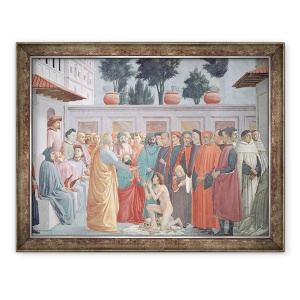 Tablou inramat - Masolino and Filippino Lippi Masaccio - invierea lui Teofil, Fiul Regelui Antiohiei, din registrul din stanga jos al capelei, c.1425-27, 60 x 80 cm