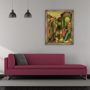 Tablou inramat - Master Bertram of Minden - Vizita ingerului, din aripa dreapta a altarului Buxtehude, 50 x 60 cm - Img 2