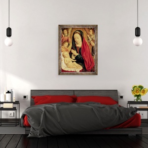 Tablou inramat - Master of Moulins - Fecioara si Pruncul adorat de ingeri, 60 x 80 cm - Img 3